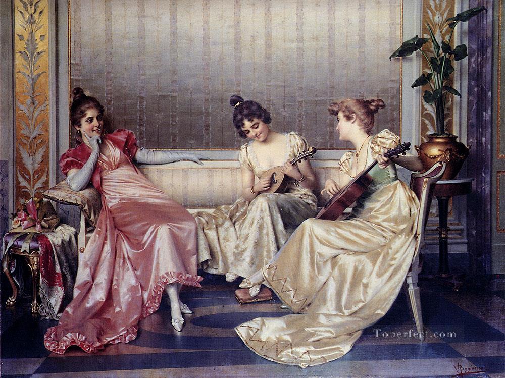 Elegant Figures In An Interior lady Vittorio Reggianini Oil Paintings